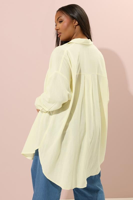Evans YOURS Curve Butter Yellow Linen Shirt