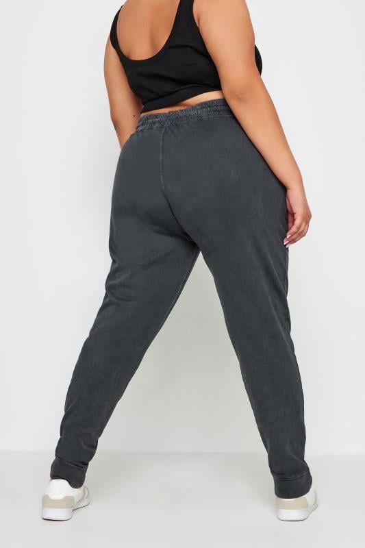 Evans YOURS Curve Charcoal Grey Acid Wash Joggers