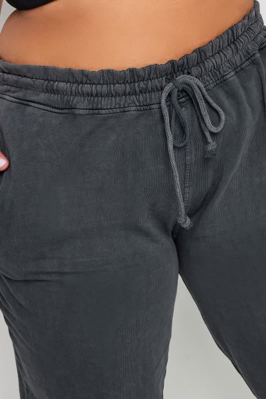 Evans YOURS Curve Charcoal Grey Acid Wash Joggers