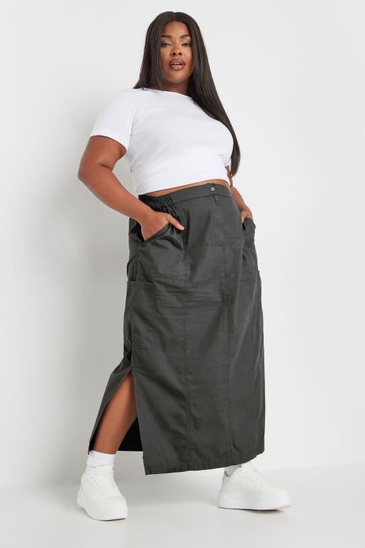 Evans YOURS Curve Charcoal Grey Cargo Maxi Skirt