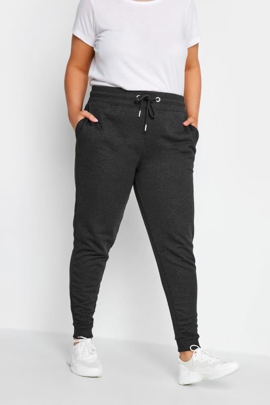 evans YOURS Curve Charcoal Grey Cuffed Joggers