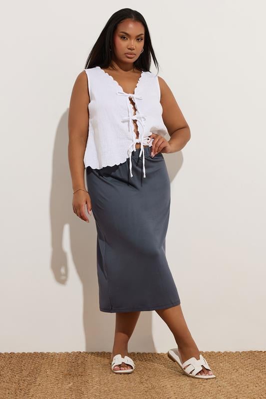 Evans YOURS Curve Charcoal Grey Midi Tube Skirt