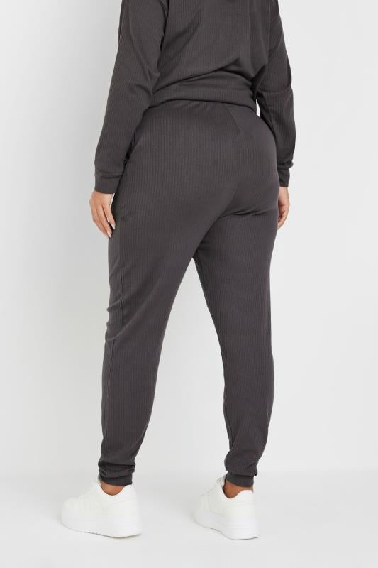 Evans YOURS Curve Charcoal Grey Ribbed Joggers