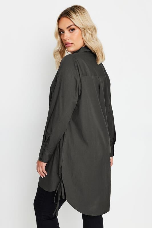 Evans YOURS Curve Charcoal Grey Tie Detail Shirt