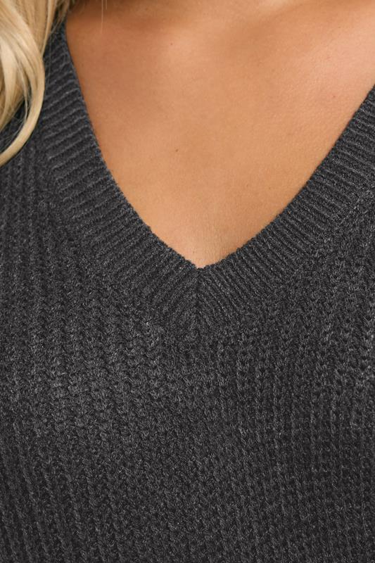 Evans YOURS Curve Charcoal Grey V-Neck Jumper