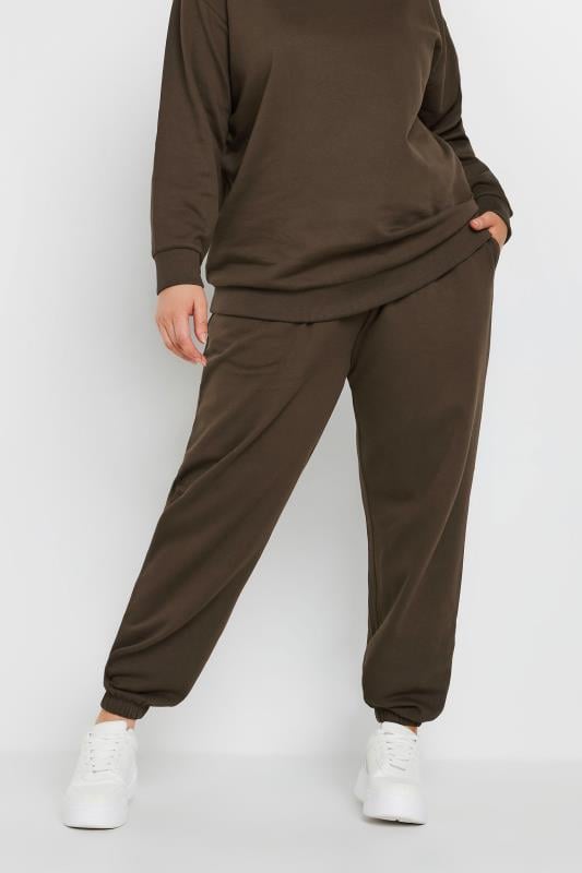 evans YOURS Curve Chocolate Brown Cuffed Joggers