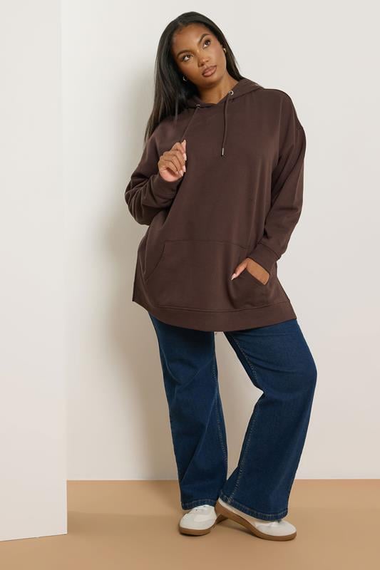 Evans YOURS Curve Chocolate Brown Hoodie