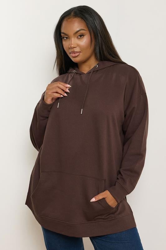 evans YOURS Curve Chocolate Brown Hoodie