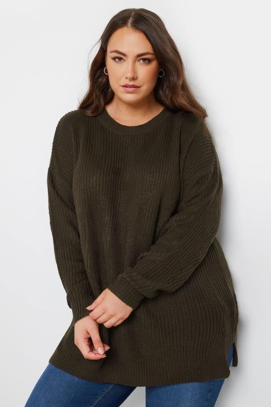 evans YOURS Curve Chocolate Brown Knitted Jumper