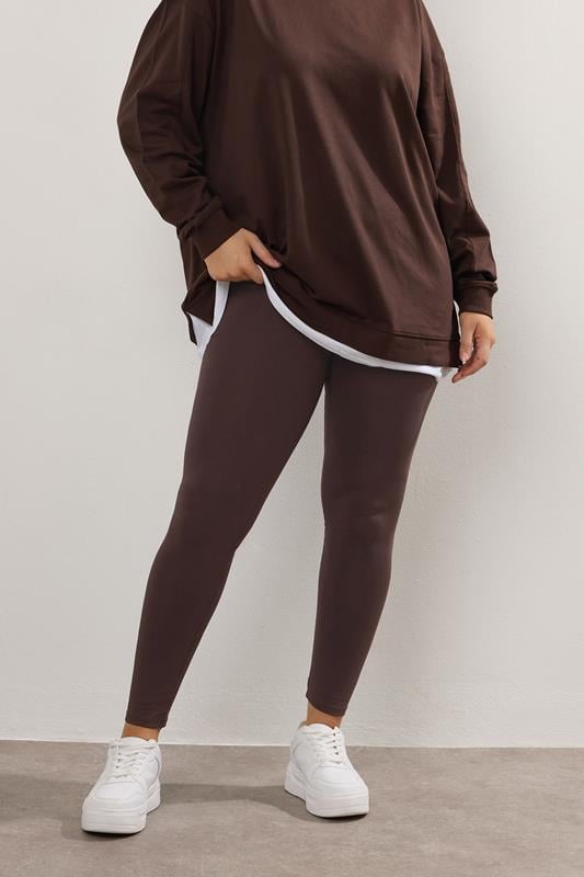 evans YOURS Curve Chocolate Brown Leggings