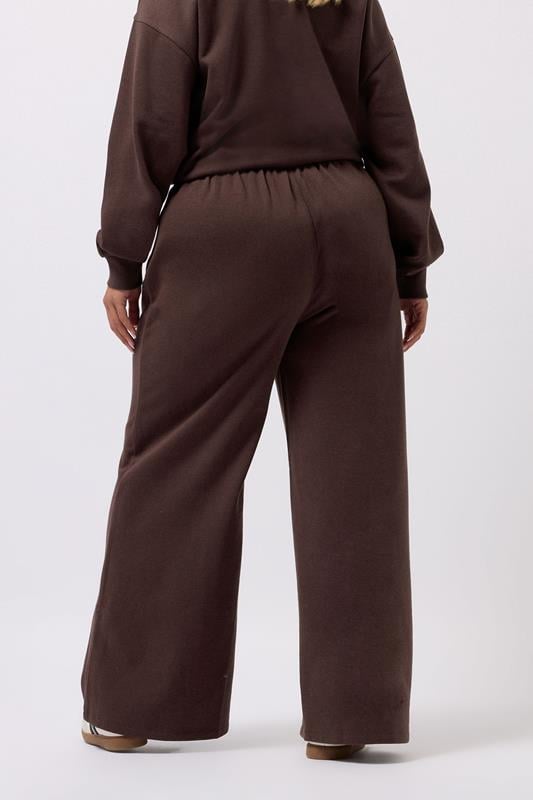 Evans YOURS Curve Chocolate Brown Wide Leg Joggers
