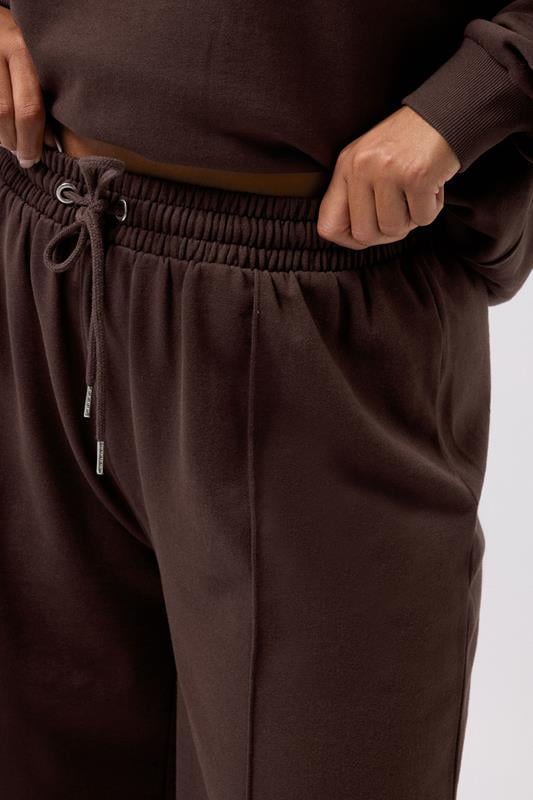 Evans YOURS Curve Chocolate Brown Wide Leg Joggers