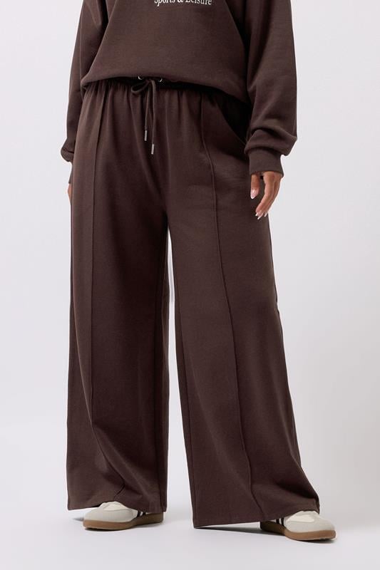 evans YOURS Curve Chocolate Brown Wide Leg Joggers
