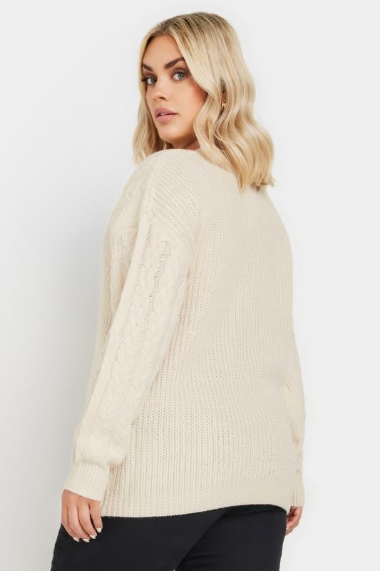 Evans YOURS Curve Cream Cable Knit Cut Out Jumper