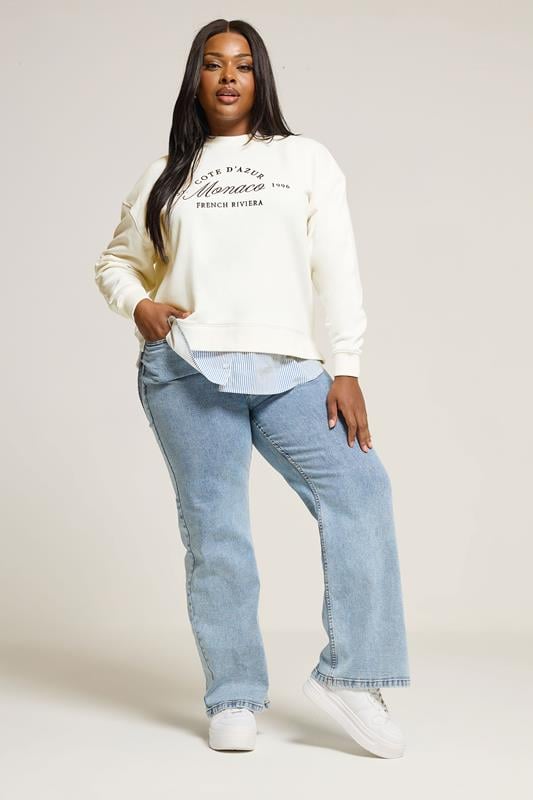 Evans YOURS Curve Cream 'Monaco' 2-In-1 Sweatshirt