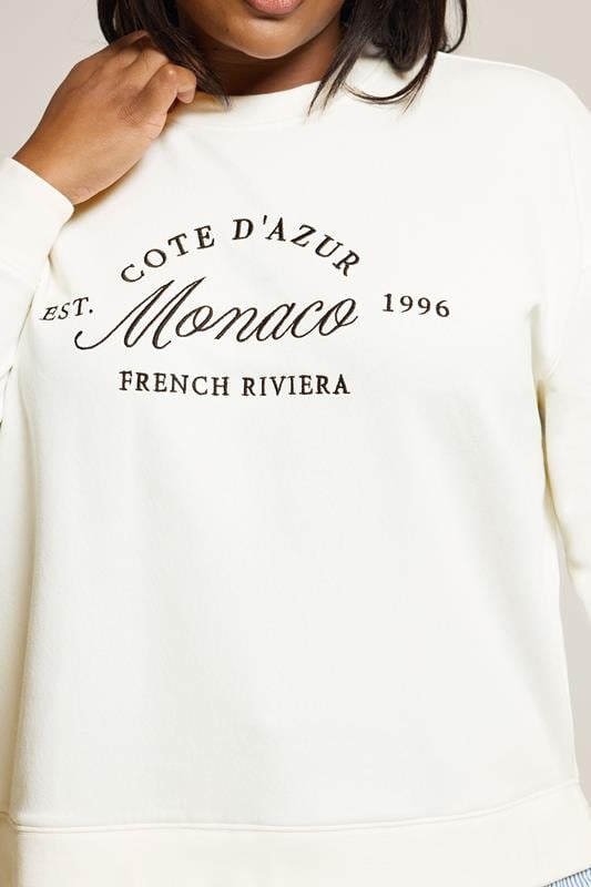 Evans YOURS Curve Cream 'Monaco' 2-In-1 Sweatshirt