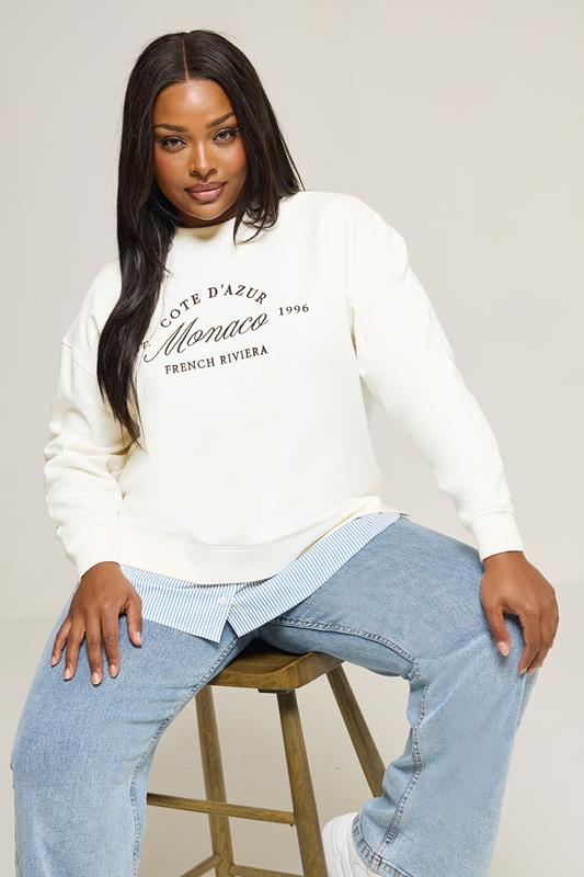 evans YOURS Curve Cream 'Monaco' 2-In-1 Sweatshirt