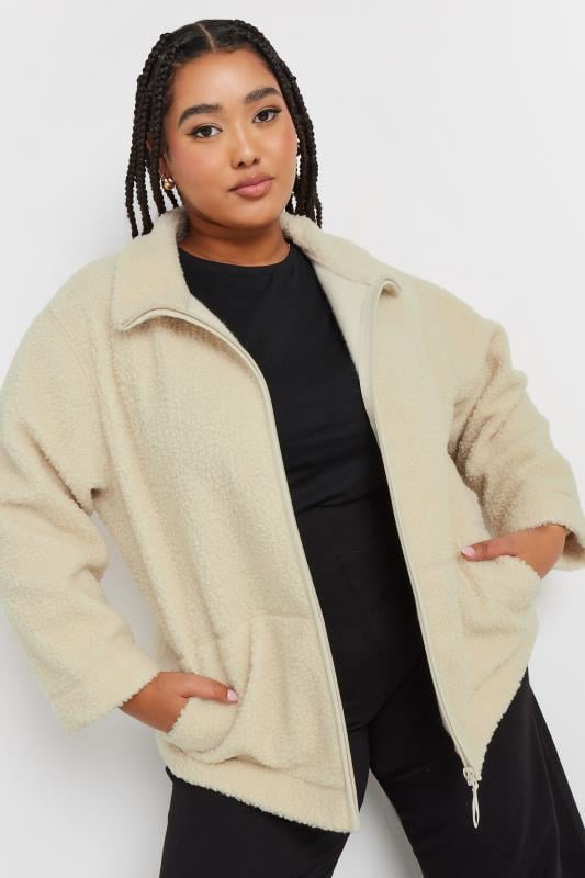 evans YOURS Curve Cream Teddy Borg Fleece Jacket