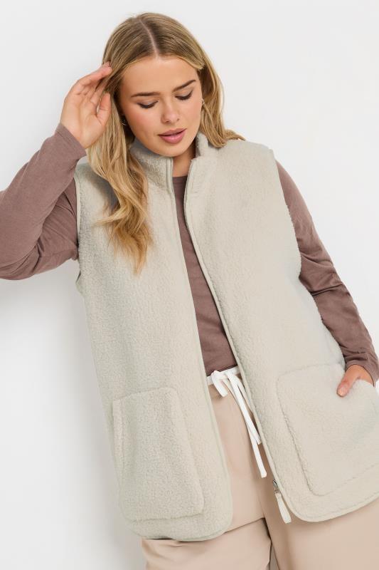 evans YOURS Curve Cream Teddy Borg Gilet