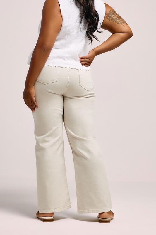 Evans YOURS Curve Cream Wide Leg Denim Jeans