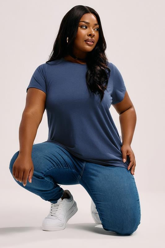 evans YOURS Curve Dark Blue Core T-Shirt
