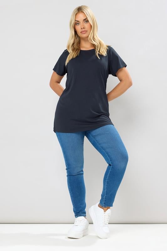 Evans YOURS Curve Dark Blue Short Sleeve T-Shirt