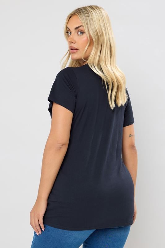 Evans YOURS Curve Dark Blue Short Sleeve T-Shirt