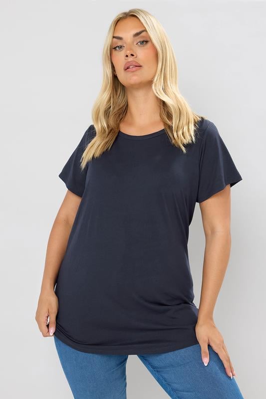 evans YOURS Curve Dark Blue Short Sleeve T-Shirt