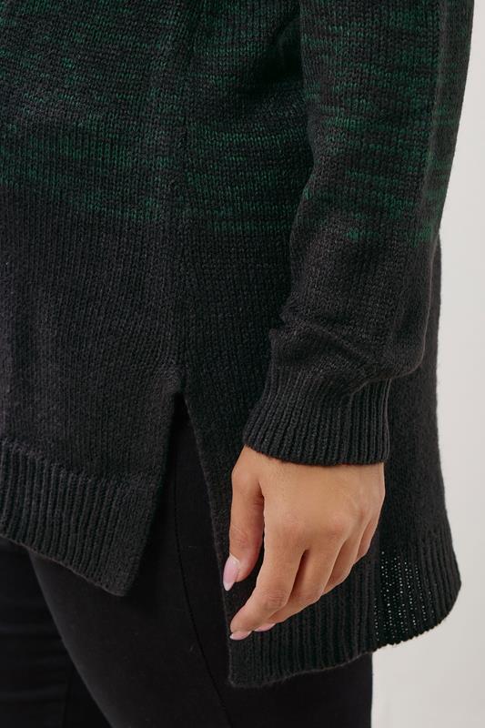 Evans YOURS Curve Dark Green Colourblock Jumper