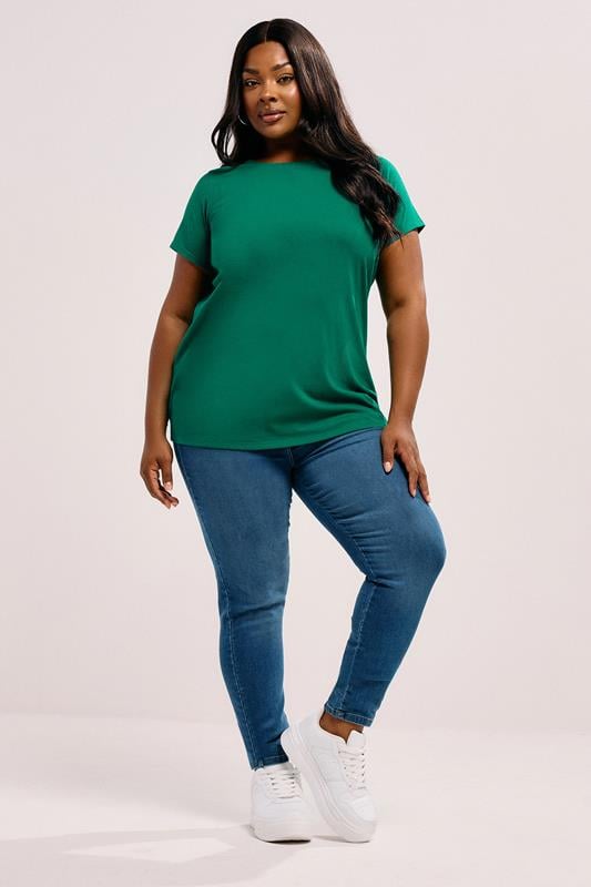 Evans YOURS Curve Dark Green Core T-Shirt