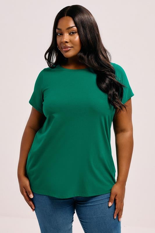 evans YOURS Curve Dark Green Core T-Shirt