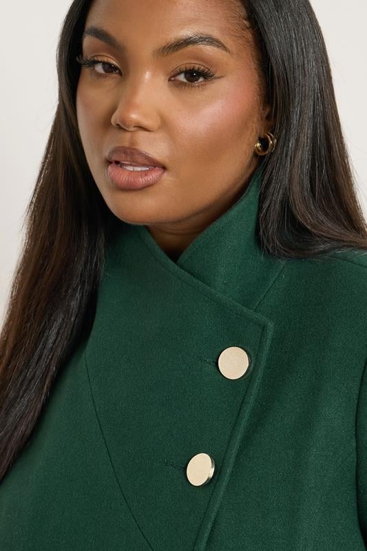 Evans YOURS Curve Dark Green Formal Wrap Coat