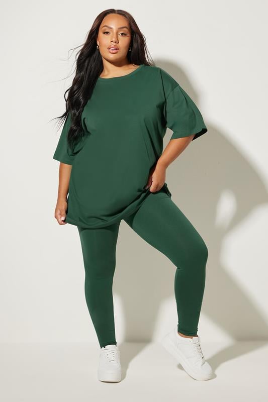 Evans YOURS Curve Dark Green Leggings