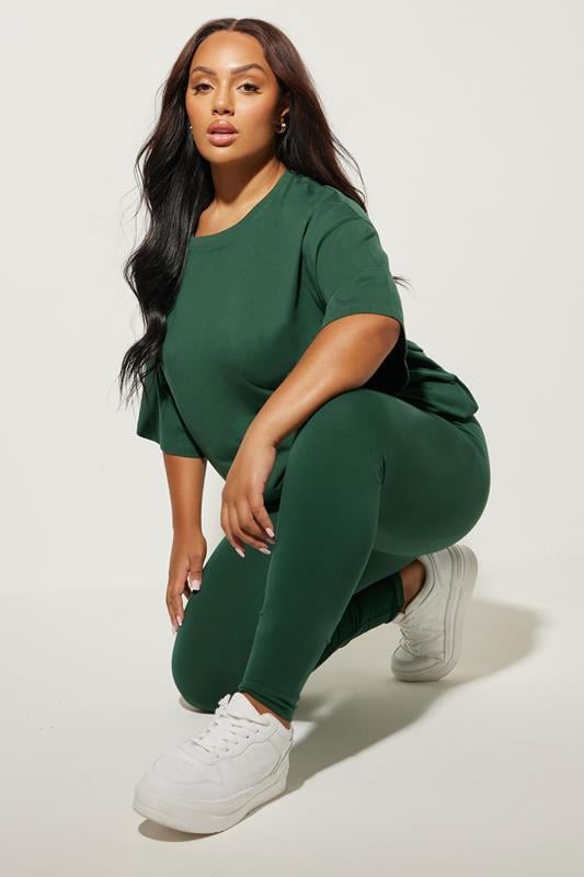 Evans YOURS Curve Dark Green Leggings