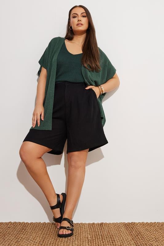 Evans YOURS Curve Dark Green Short Sleeve Cardigan