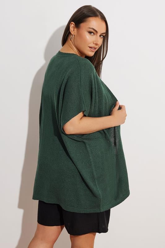 Evans YOURS Curve Dark Green Short Sleeve Cardigan
