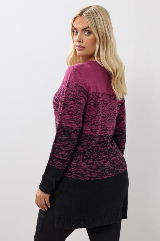 Evans YOURS Curve Dark Pink Colourblock Jumper