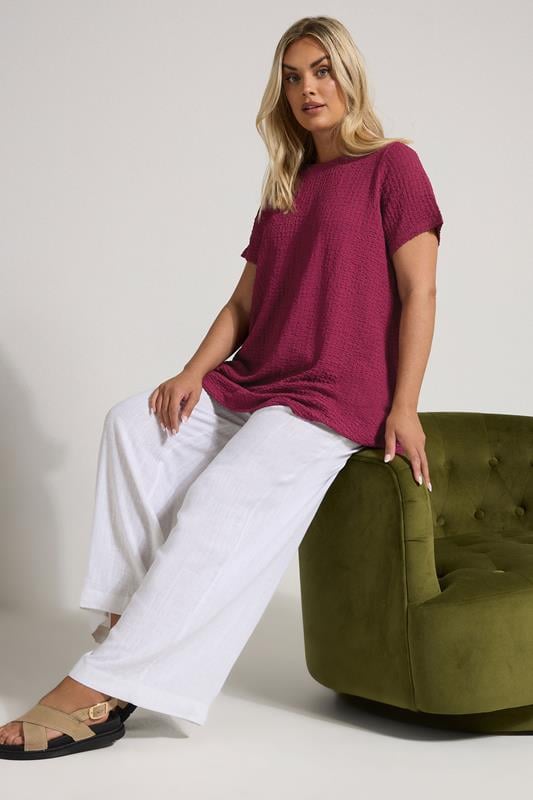 Evans YOURS Curve Dark Pink Textured Swing Top