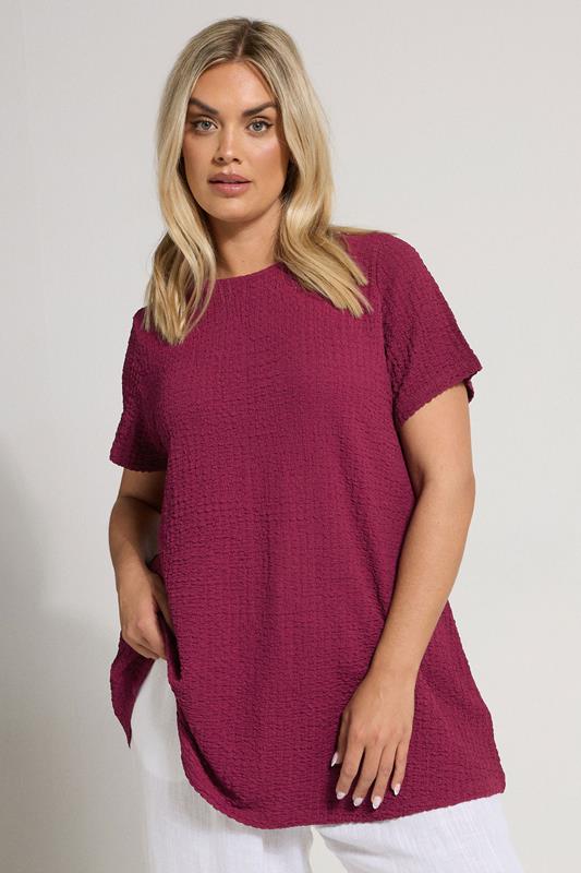 evans YOURS Curve Dark Pink Textured Swing Top