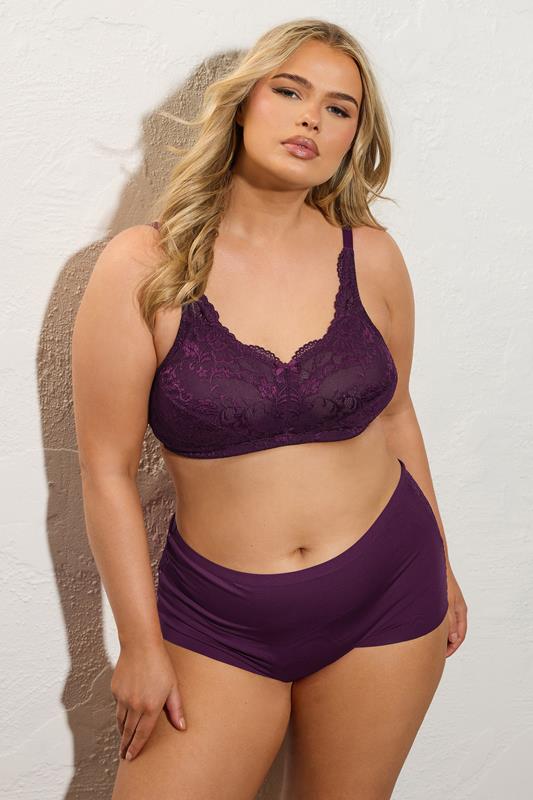 Evans YOURS Curve Dark Purple Lace Bra