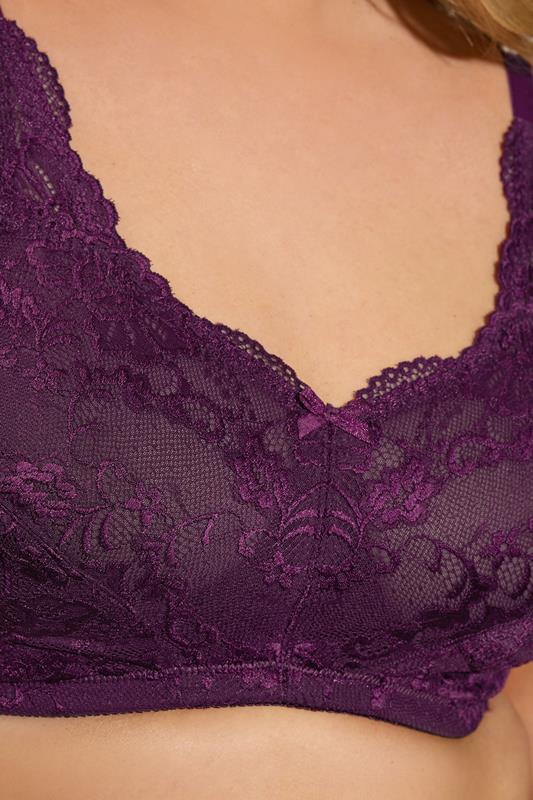 Evans YOURS Curve Dark Purple Lace Bra