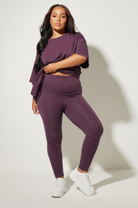 Evans YOURS Curve Dark Purple Leggings