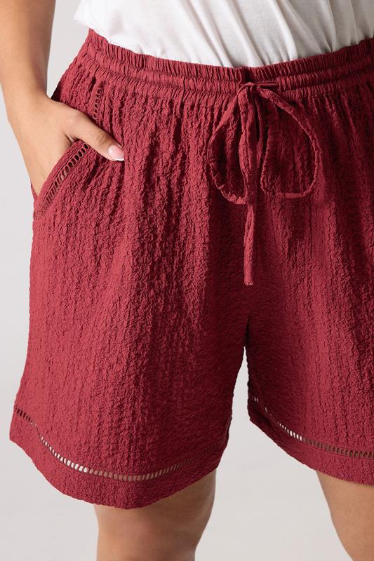 Evans YOURS Curve Dark Red Crochet Trim Shorts