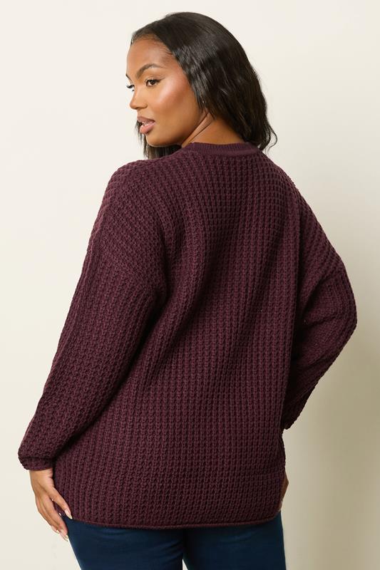 Evans YOURS Curve Dark Red Waffle Knit Jumper