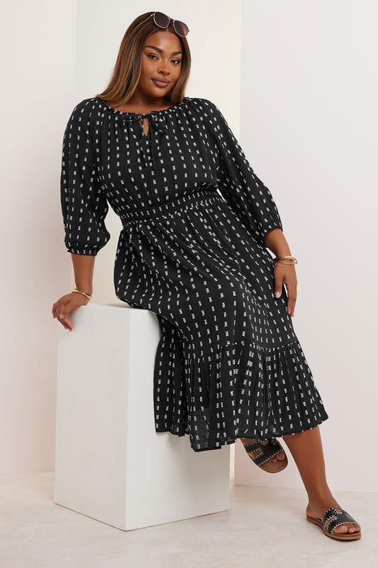 Evans YOURS Curve Dot Print Tie Front Midaxi Dress