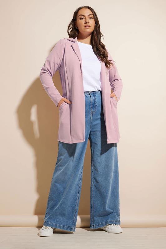 Evans YOURS Curve Dusky Pink Longline Blazer