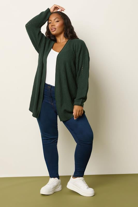 Evans YOURS Curve Forest Green Knitted Cardigan