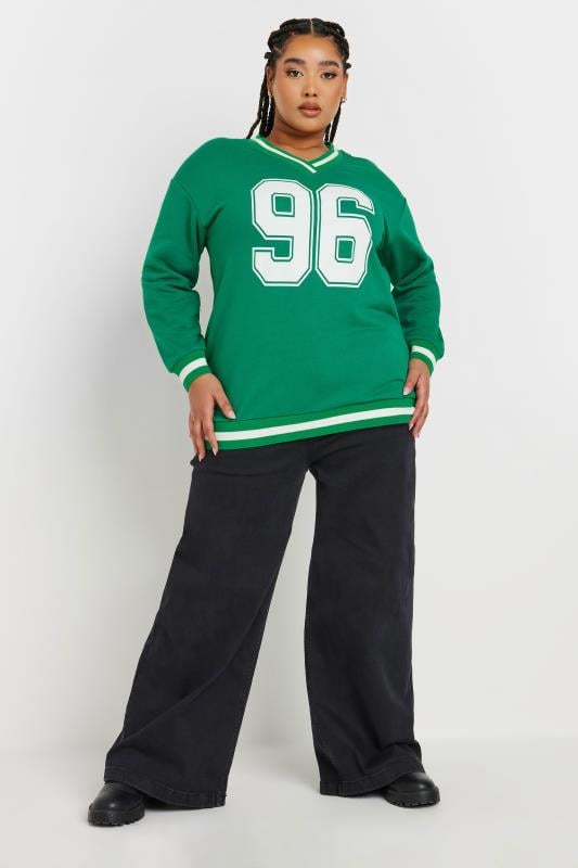 Evans YOURS Curve Green '96' Varsity Sweatshirt
