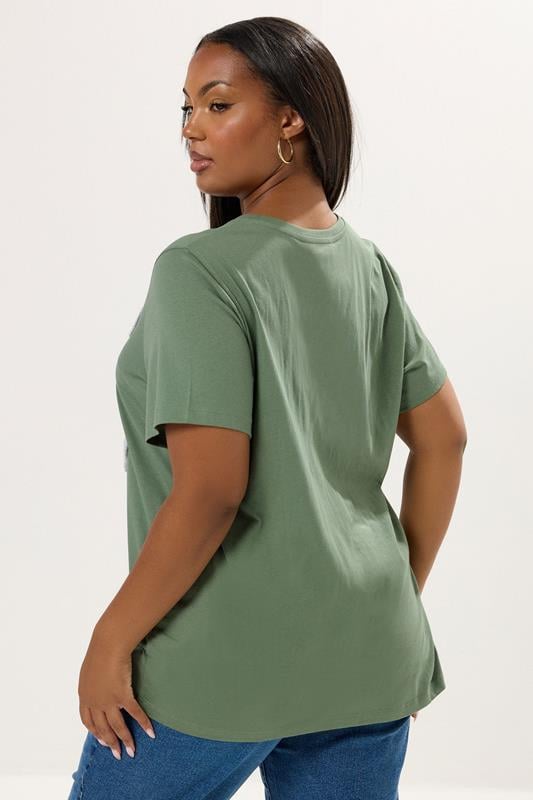 Evans YOURS Curve Green Applique Daisy T-Shirt