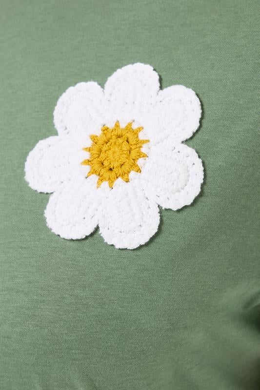 Evans YOURS Curve Green Applique Daisy T-Shirt
